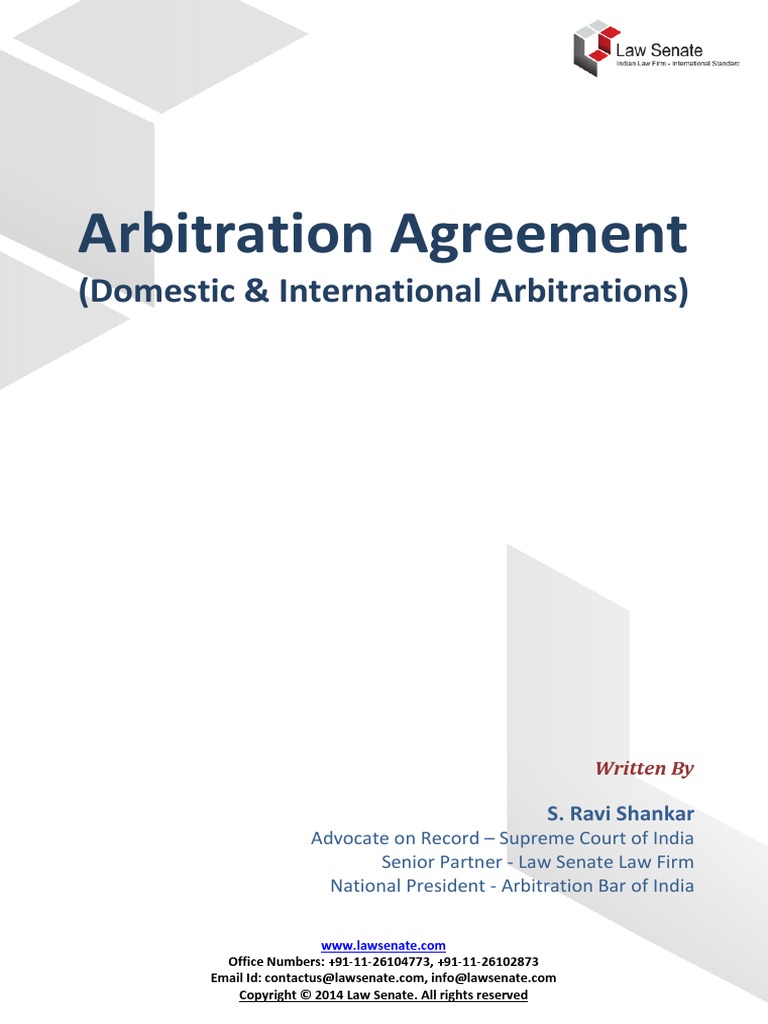 Arbitration Agreement Domestic International | PDF | Arbitration ...
