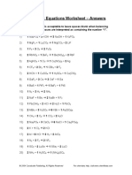 Balancing Equations Worksheet - Answers: © 2004 Cavalcade Publishing, All Rights Reserved