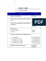 Important Dates TS ECET-2019