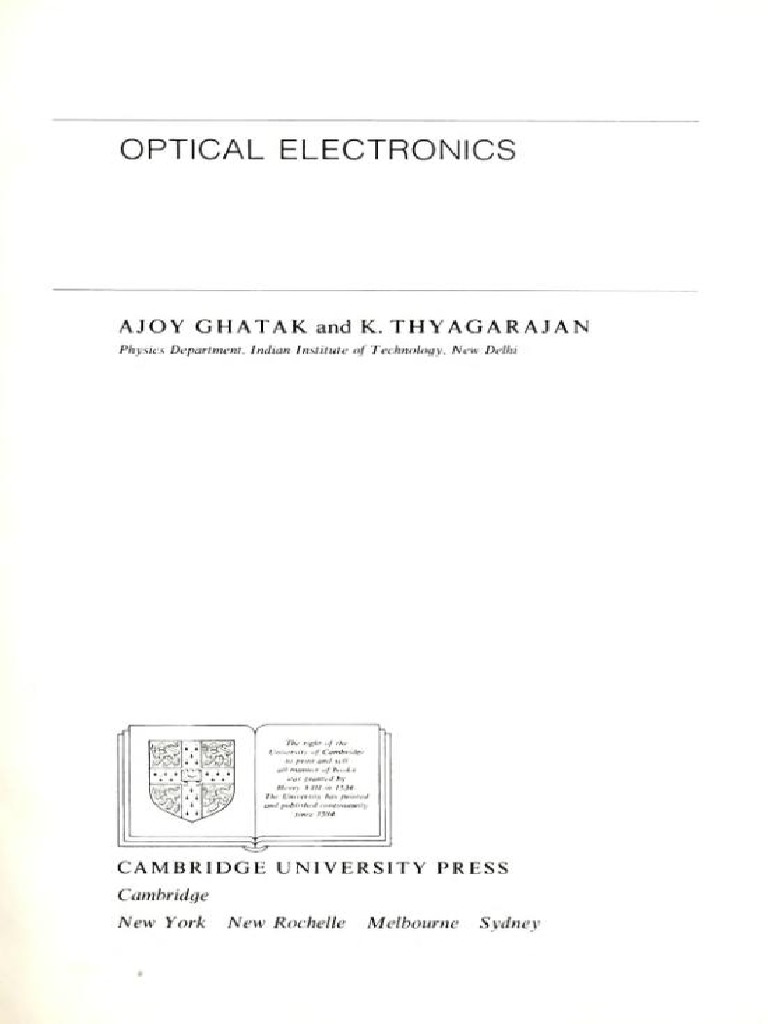 Optical Electronics by Ghatak & Thyagarajan PDF