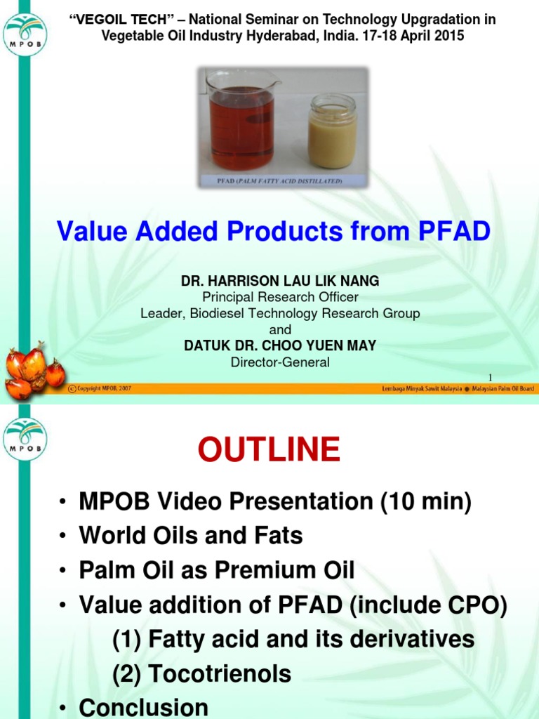 Value Added Products From PFAD PDF | PDF | Palm Oil | Saturated Fat