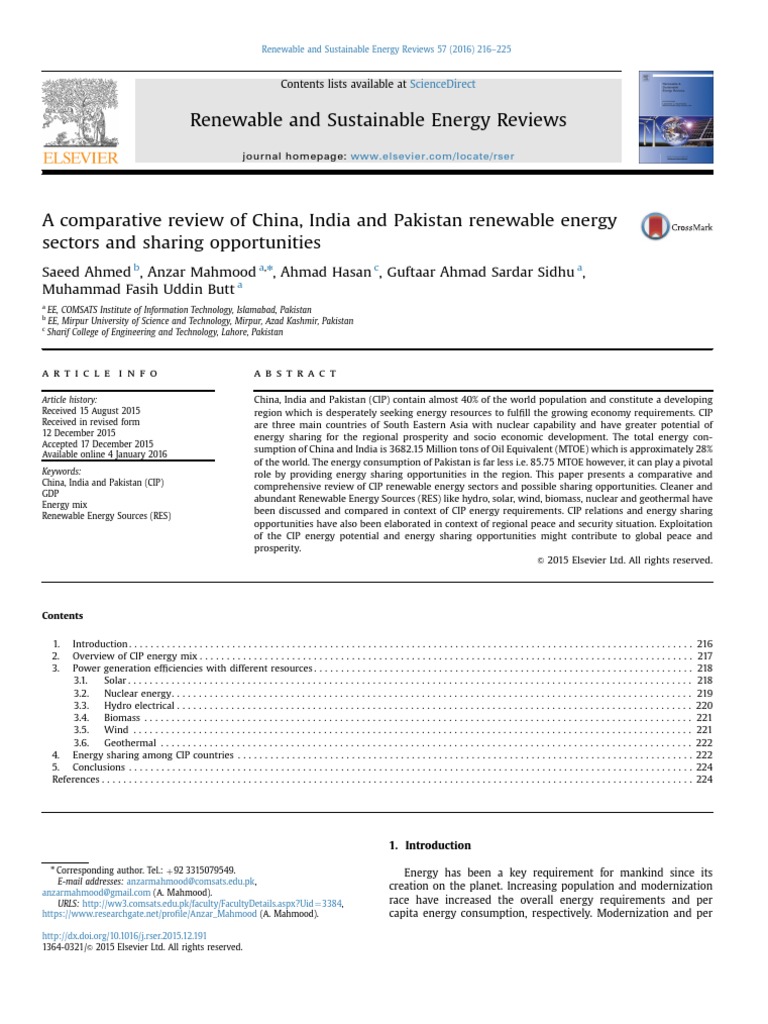 RENEWABLE ENERGY REVIEWS JOURNAL intelligence overview