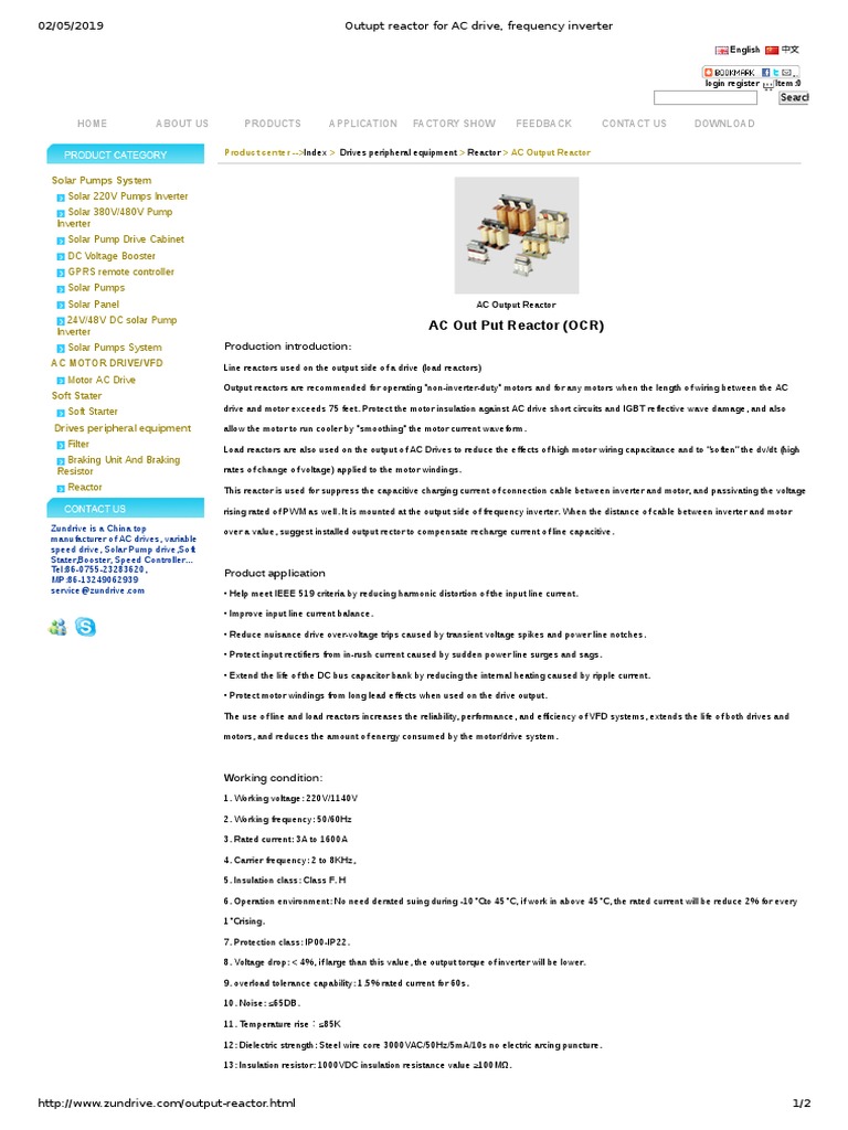 AC Output Reactor Guide | PDF | Power Inverter | Physical Quantities