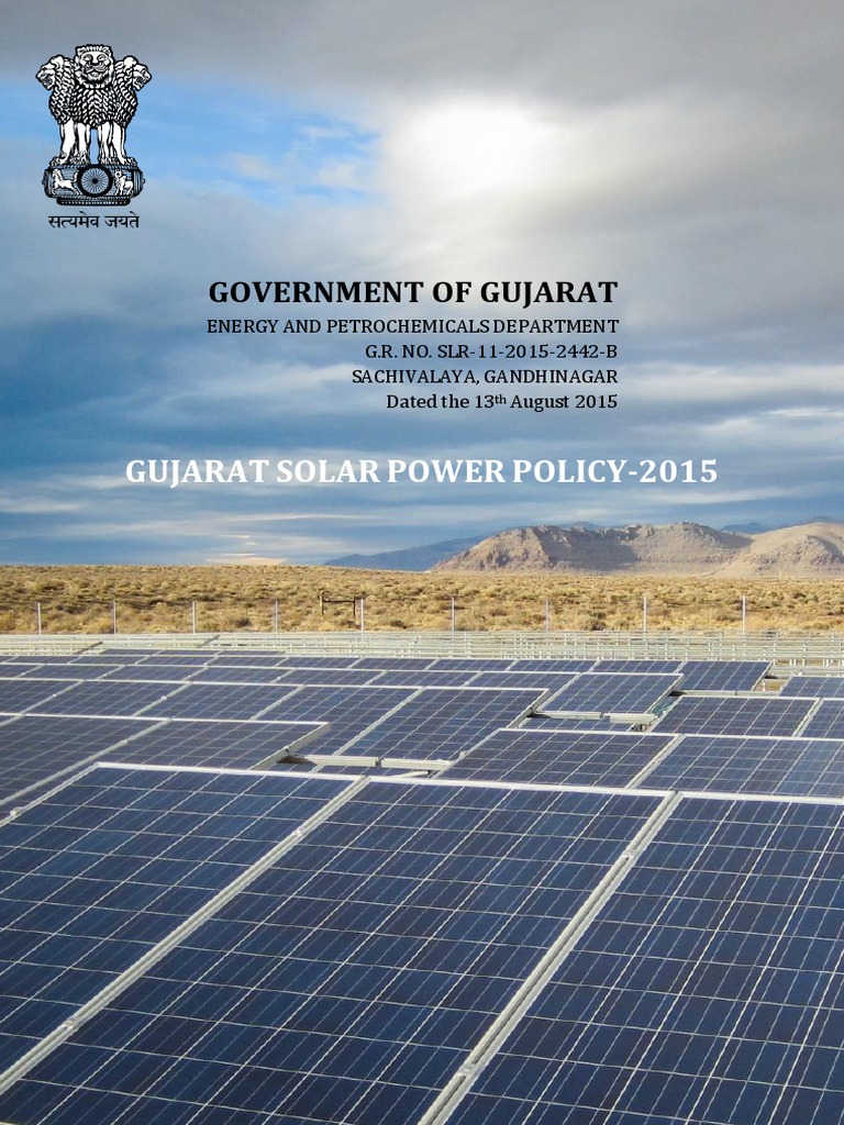 Gujarat Solar Policy 2015 PDF Solar Power Photovoltaic System