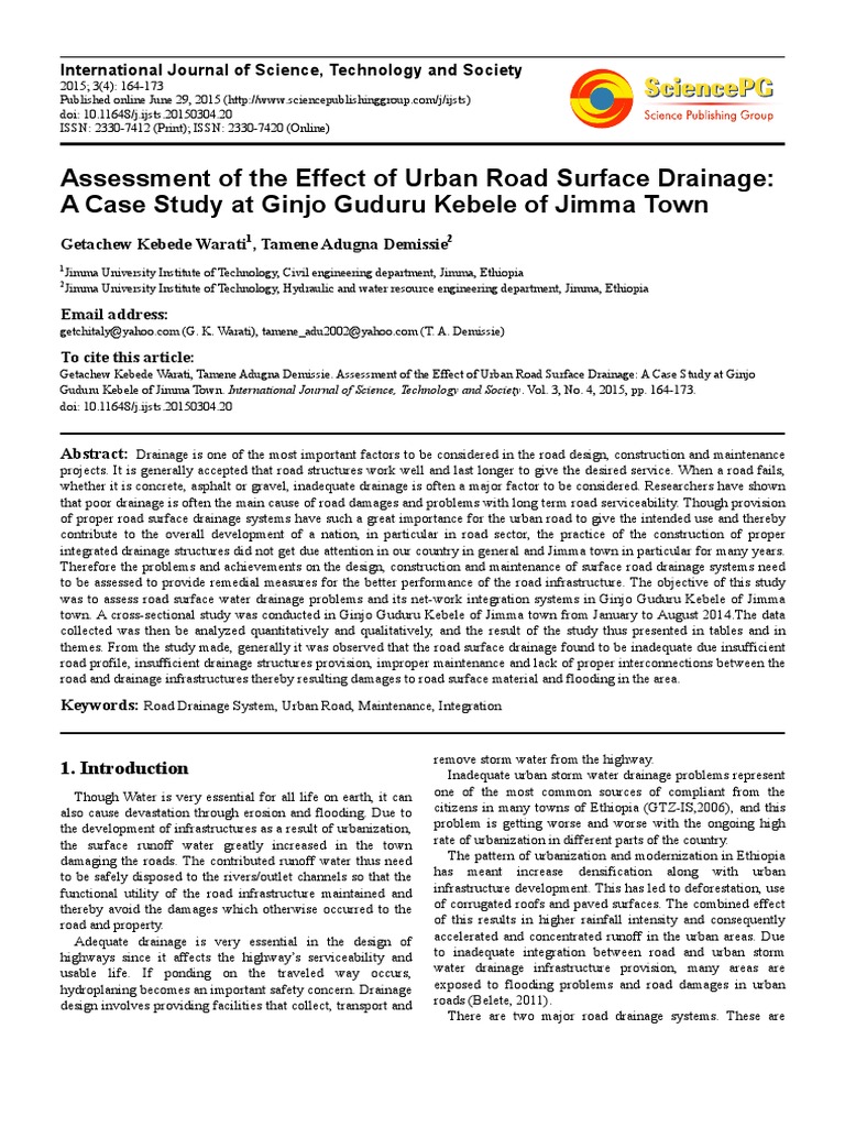 Urban Road Drainage Assessment in Jimma | PDF | Road | Flood
