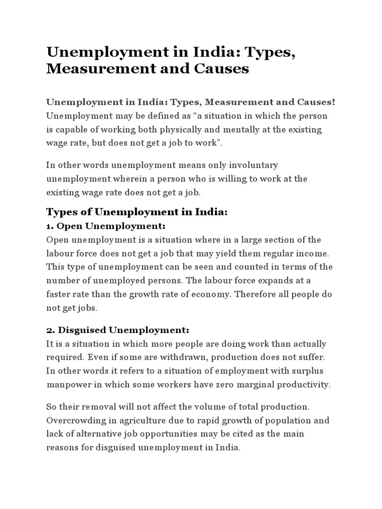 Unemployment in India | PDF | Underemployment | Unemployment