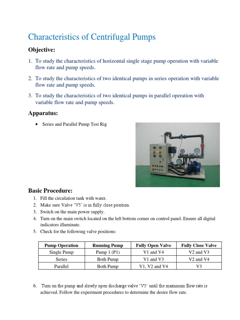 Centrifugal Pump Series and Parallel Study | PDF | Flow Measurement ...