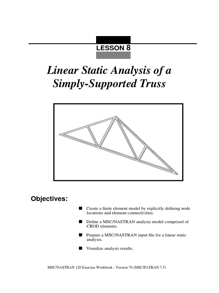 Linear Static Analysis of A Simply-Supported Truss: Lesson | PDF ...
