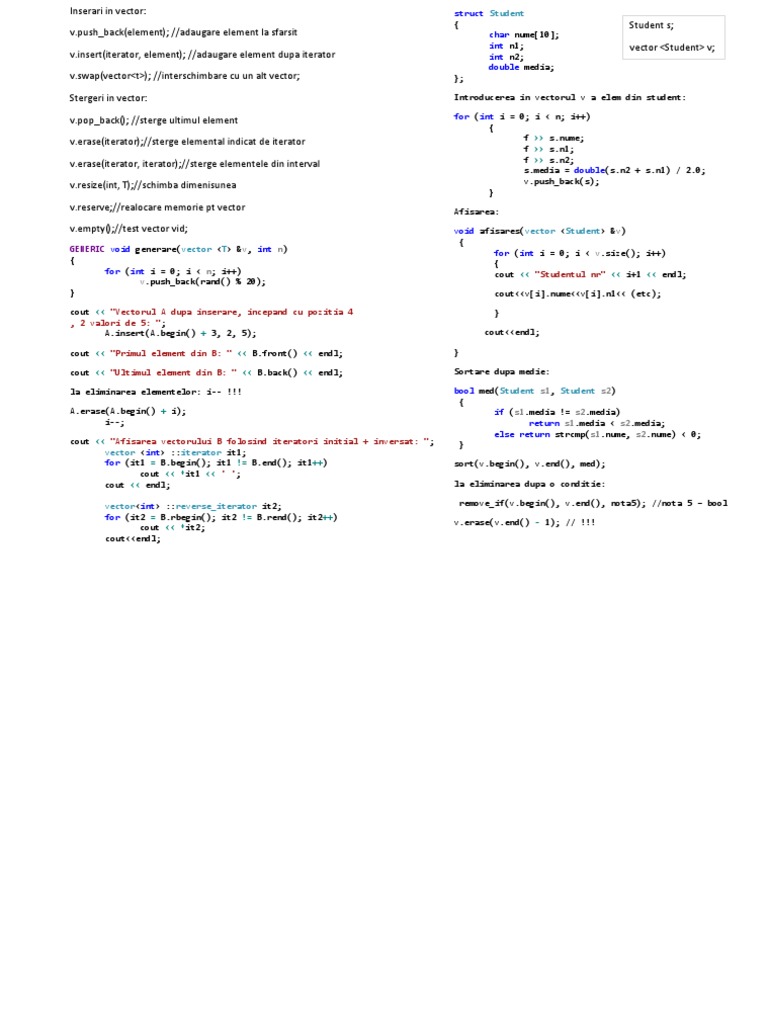 Vector Operations and Sorting in C++ | PDF | Formal Methods ...