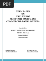 Term Paper ON Analysis of Monetary Policy and Commercial Banks of India