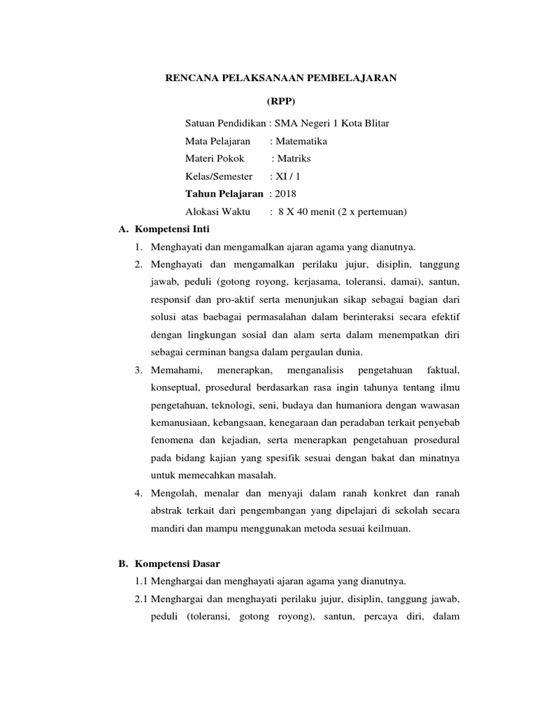 RPP Mikro (Matriks) | PDF