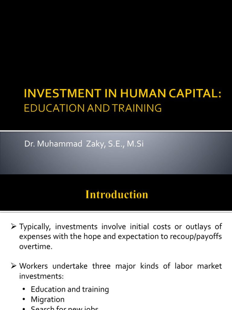 Investment in Human Capital | PDF | Human Capital | Discounting