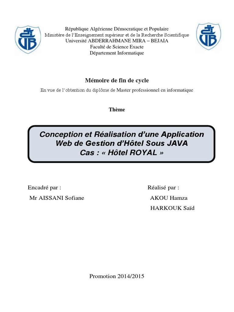 Sujet Memoire Gestion Hoteliere