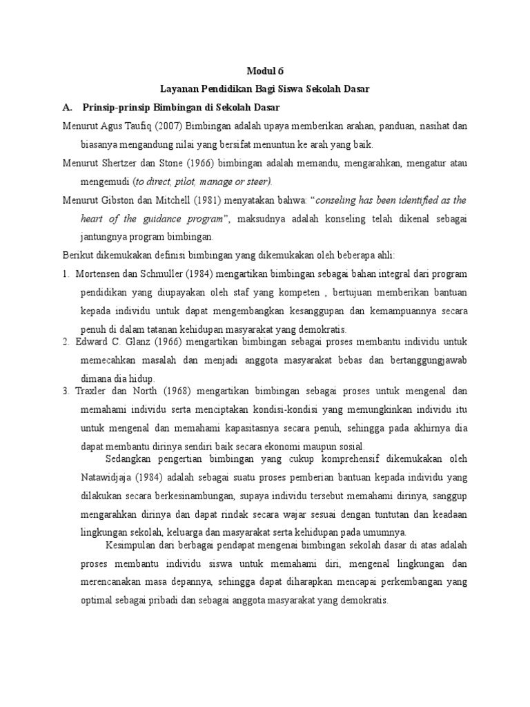Bimbingan dan Layanan Pendidikan SD | PDF