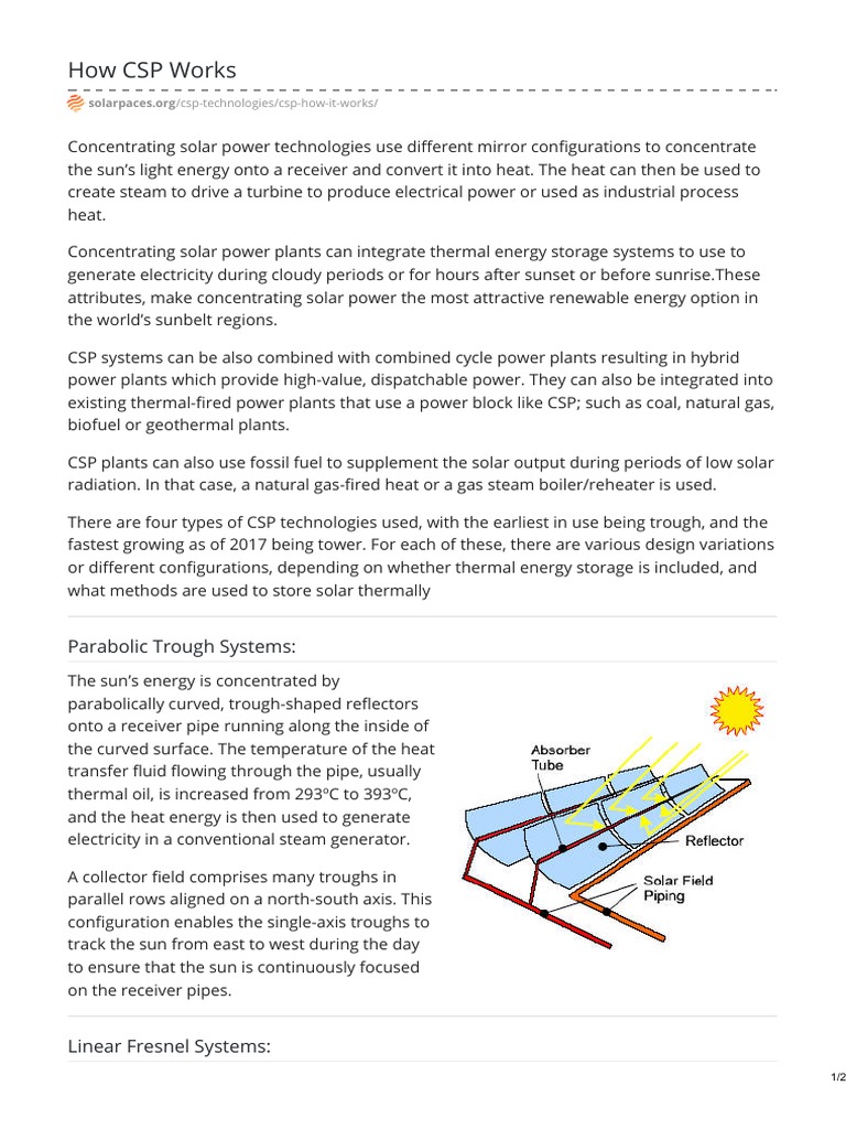 Understanding CSP Technology | PDF | Solar Power | Energy Technology