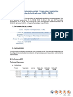 Análisis indicadores rendimiento académico Proyecto Tecnológico Fase 2 (2016-2018