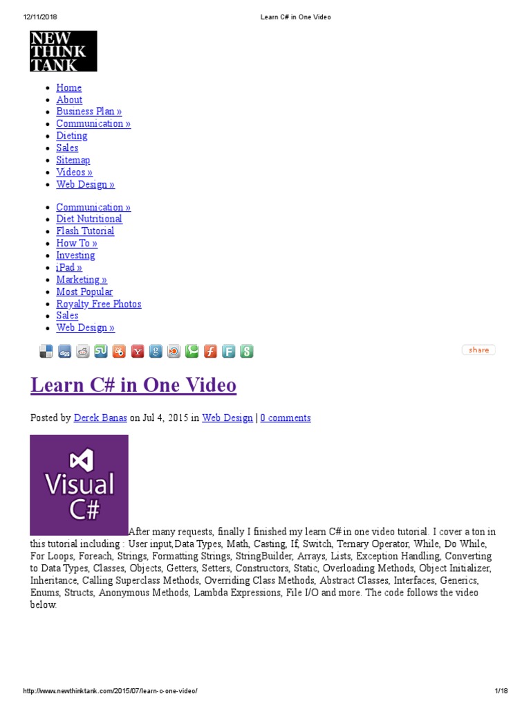 Learn C# Handout | PDF | Method (Computer Programming) | C Sharp ...
