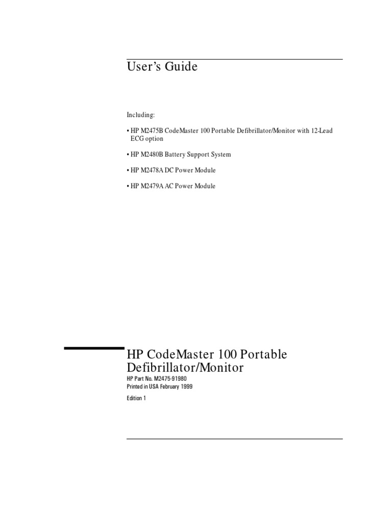 HP CodeMaster 100 User Manual PDF PDF Artificial Cardiac