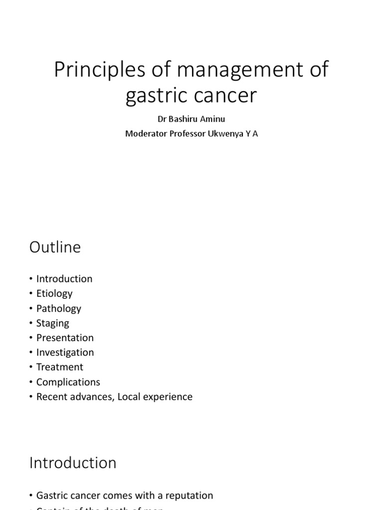 Management Principles of Gastric Cancer | PDF | Cancer | Health Sciences