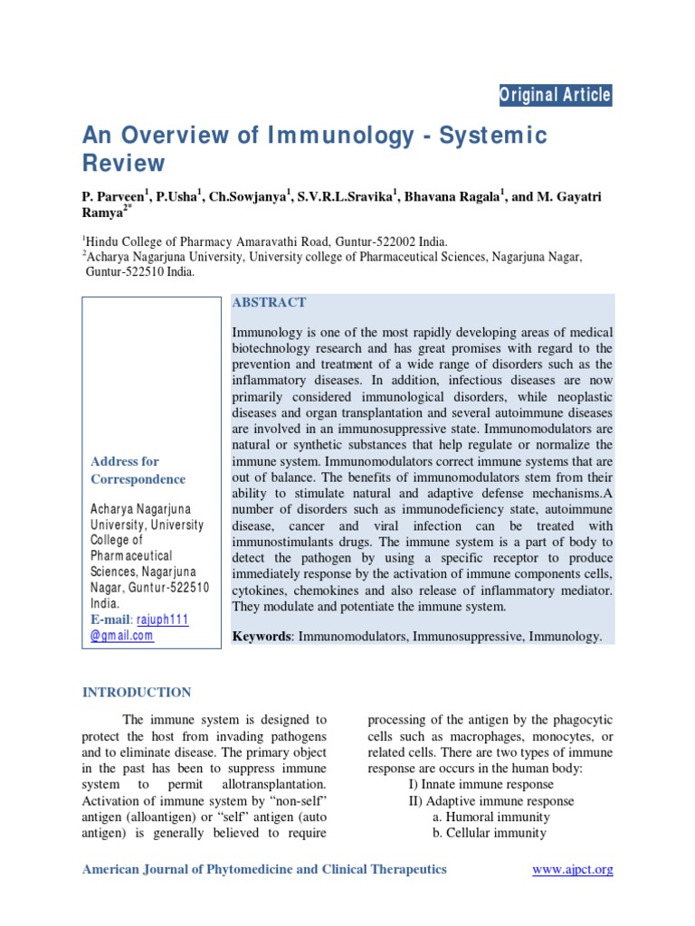 Overview of Immunology and Modulators | PDF | Adaptive Immune System ...