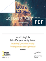 Certificate of Participation National Geographic Webinar Writing Groups