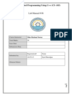 Object Oriented Programming Using C++ (CS - 103) : Lab Manual # 06