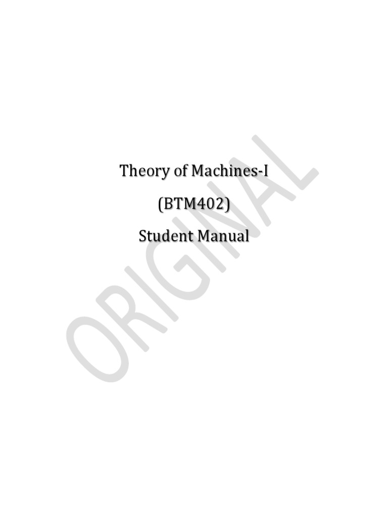 Theory of Machines Lab Manual PDF Kinematics Machines