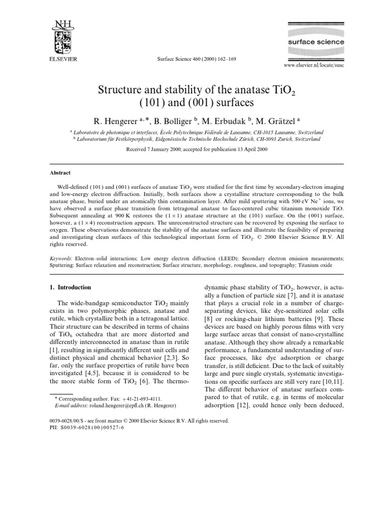 Structure and Stability of The Anatase Tio 2 (101) and (001) Surfaces ...
