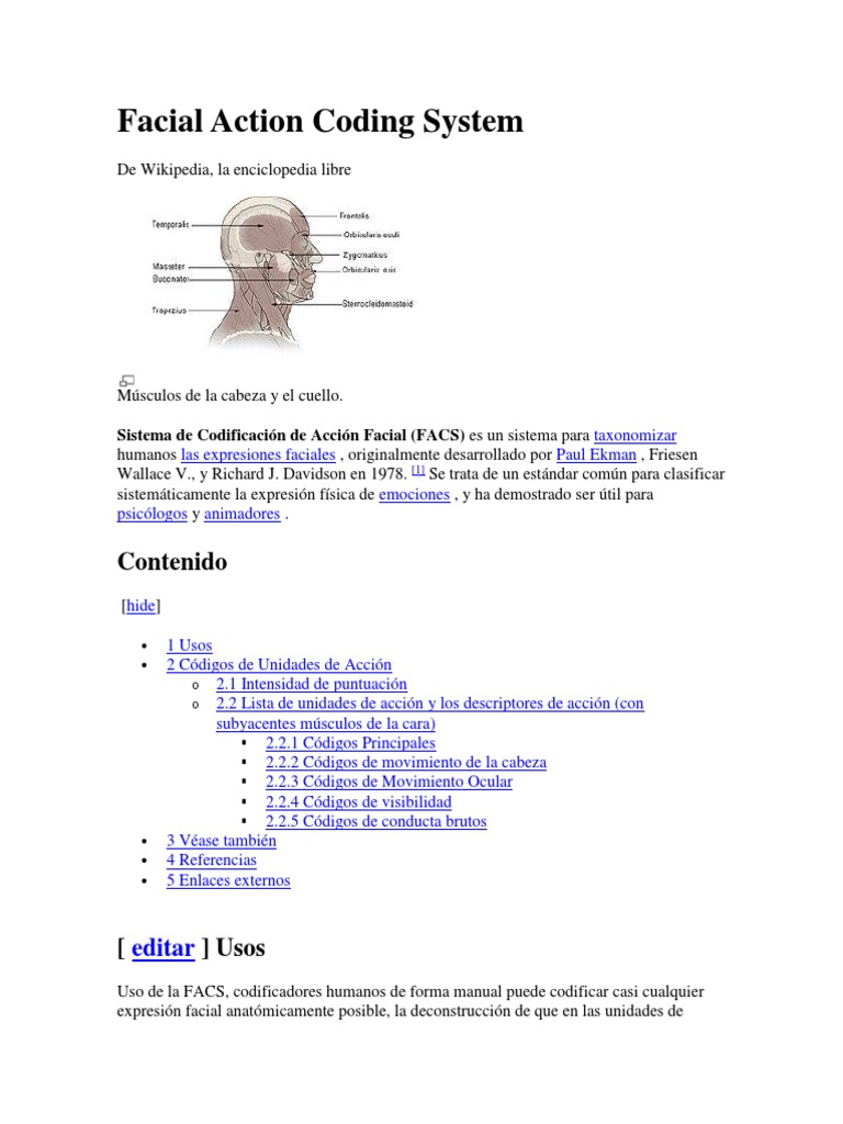 Sistema de Codificación Facial FACS | PDF | Anatomía humana | Ciencias ...