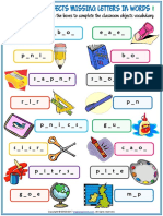 Classroom Objects Complete The Word PDF
