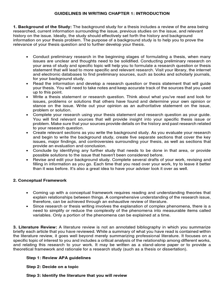 Writing Chapter 1: Introduction Guidelines | PDF | Thesis | Evaluation