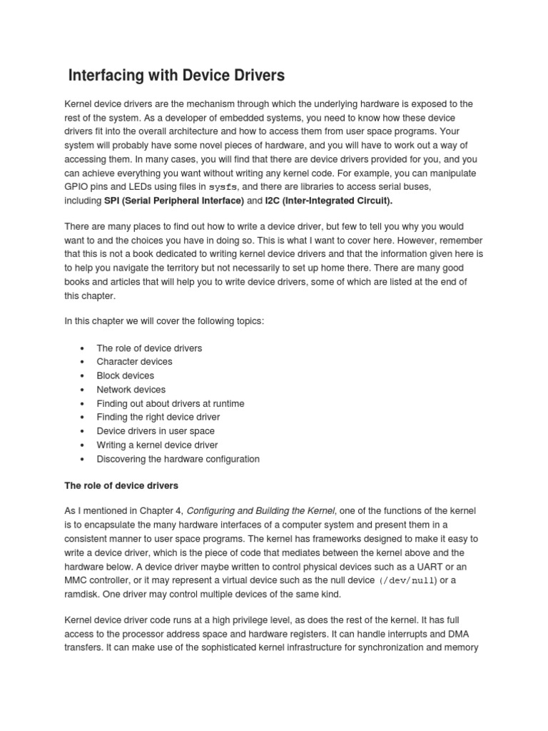 Interfacing With Device Drivers | PDF | Kernel (Operating System ...