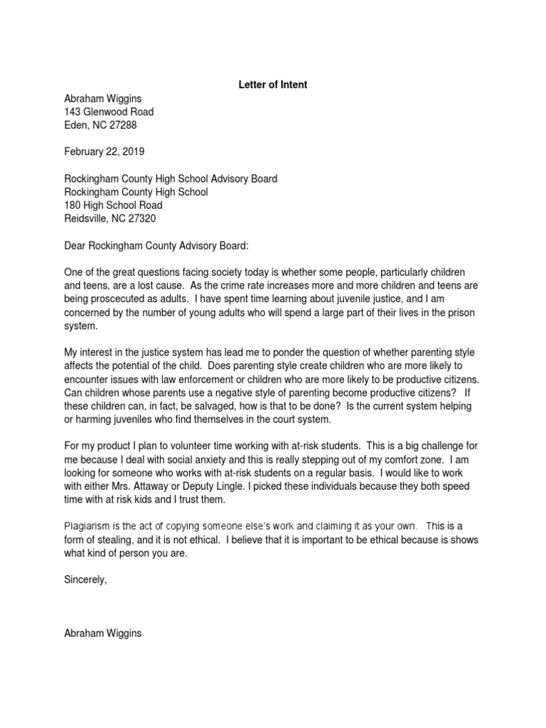 Copy of Letter of Intent - Instructions | PDF