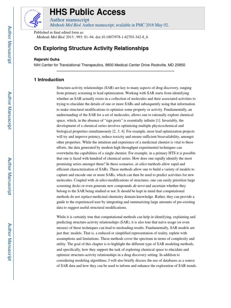 2013 On Exploring Structure Activity Relationships | PDF | Quantitative ...