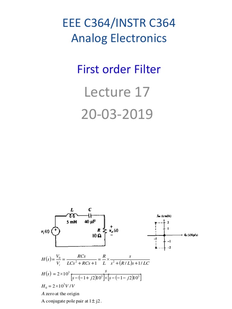 First-Order Active Filter Analysis | PDF | Electronic Filter ...