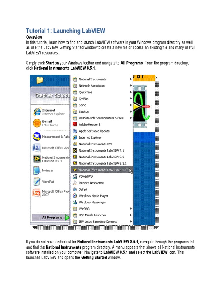 LabVIEW Launch and Front Panel Basics | PDF | Graphical User Interfaces ...