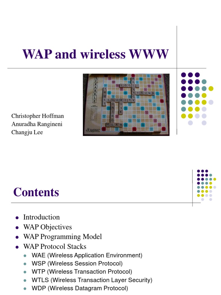 WAP and Wireless WWW: Christopher Hoffman Anuradha Rangineni Changju ...