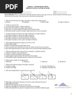 Grade 11 - Senior High School Pretest On Dual Nature of Light