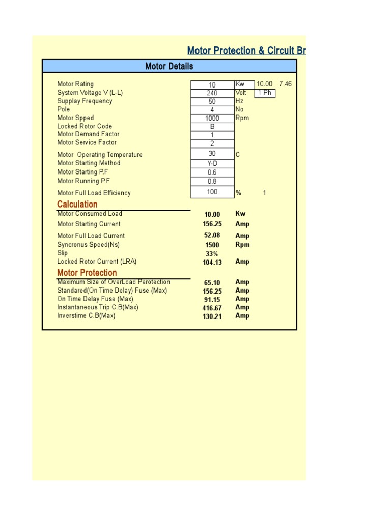 Circuit Breaker Protection Settings | PDF | Electric Motor | Fuse ...