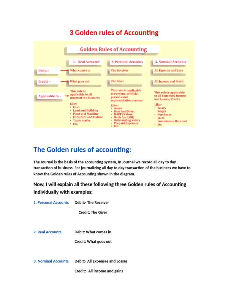 3 Essential Golden Rules of Accounting | PDF | Finance & Money Management