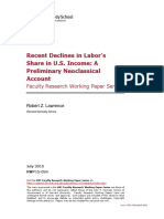 Recent Declines in Labor's Share in U.S. Income