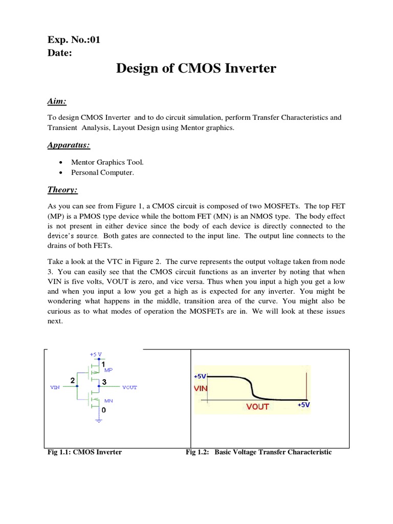 CMOS Inverter Design and Analysis | PDF | Mosfet | Field Effect Transistor