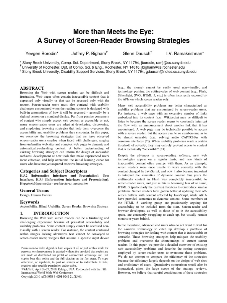 Browsing Strategies W4a10 | PDF | Accessibility | World Wide Web
