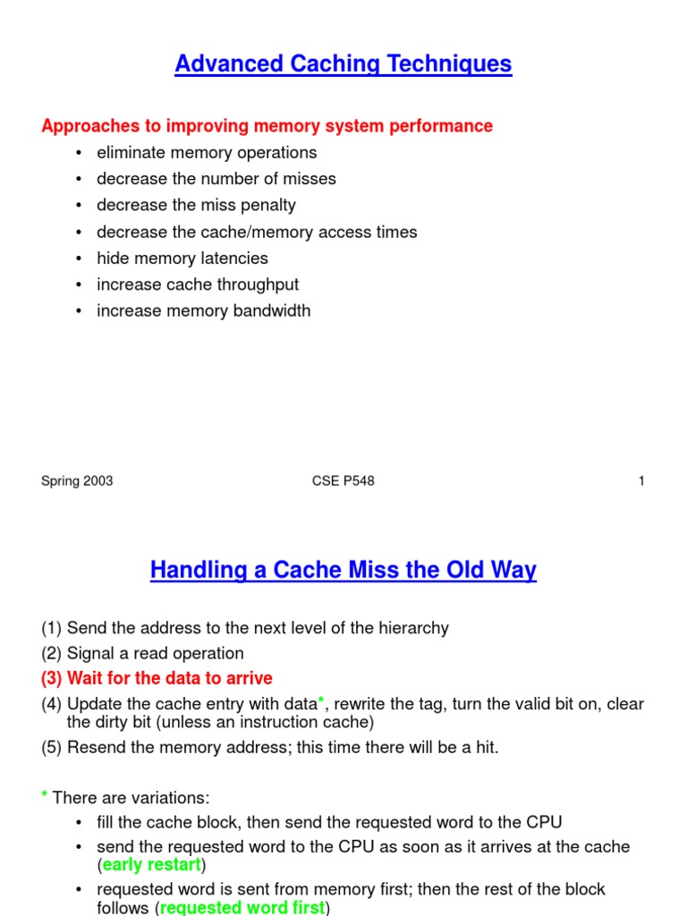 Advanced Caching Techniques Overview | PDF | Cpu Cache | Cache (Computing)