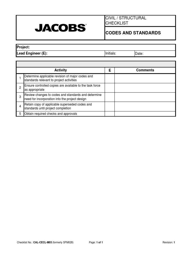 Codes and Standards Lead Engineer (E) Project PDF