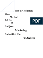 Name: Fassy-ur-Rehman: Class: Mcs (2nd) Roll No: 08