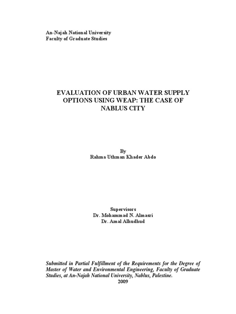 Nablus Water Supply Evaluation Using WEAP | PDF | Water Resources ...