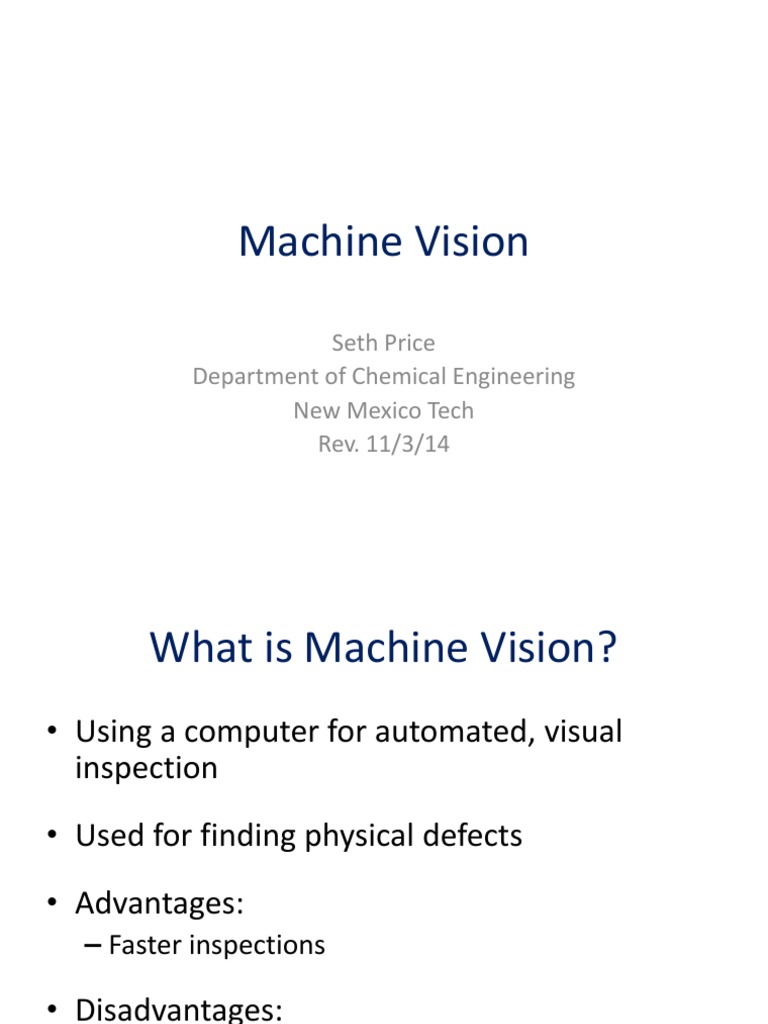 Machine Vision: Automated Inspection Guide | PDF | Computers ...