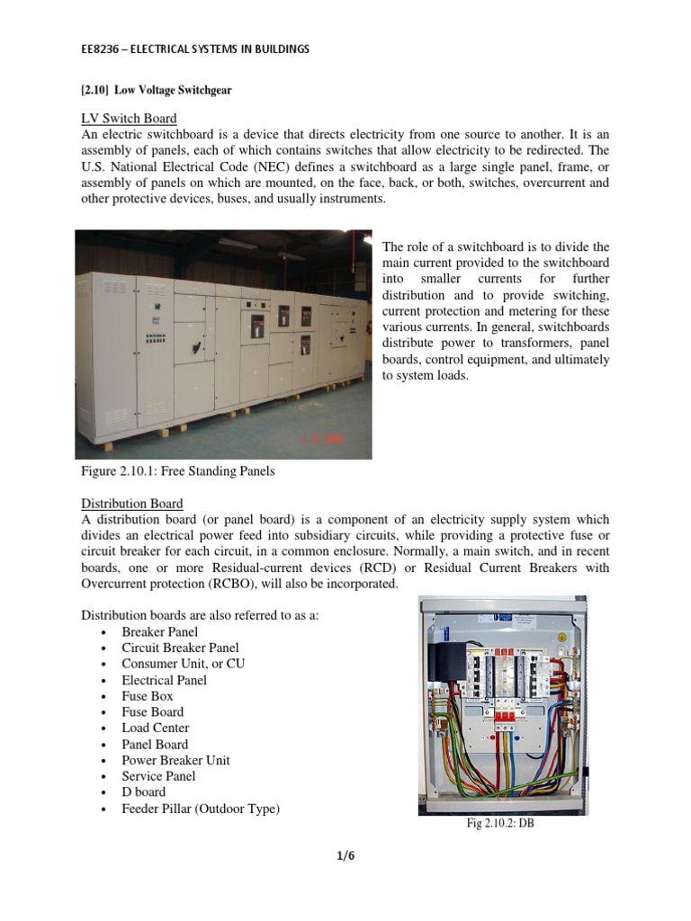 Ee8236 - Electrical Systems in Buildings: (2.10) Low Voltage Switchgear ...