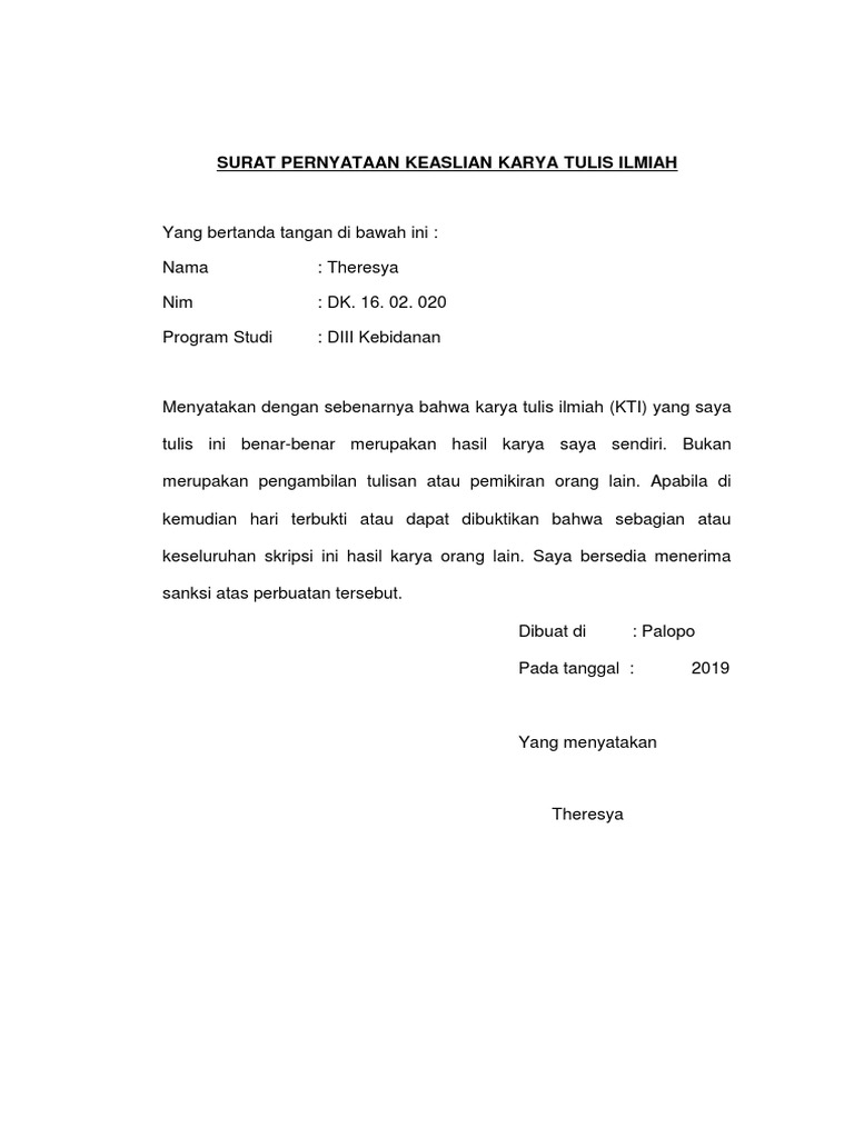 3 Surat Pernyataan Keaslian Proposal Docx
